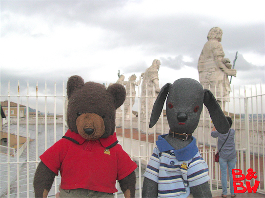 Bear and Bow Wow on the roof of St. Peter's